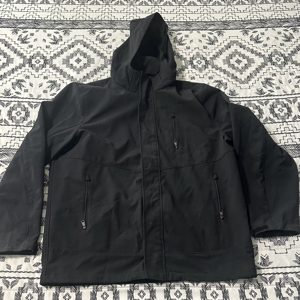 Hawke & Co Sports Performance Jacket Black Hooded Full Zip Mens Large‎ HDS2130